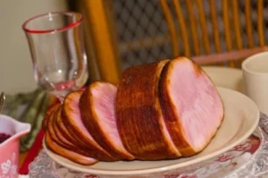 Sliced Ham on a plate