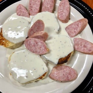 Biscuits and Gravy With Sausage Plate